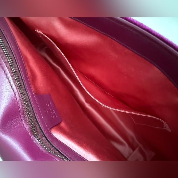 GUCCI GG Velvet Matelasse Loved Embroidered Medium Bag ~ Fuchsia Violet Cyclamen - Picture 11 of 16
